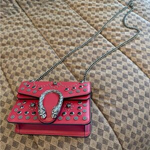 Studded Red Designer Shoulder Bag